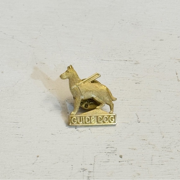 Vintage Gold Tone Guard Dog Pin Button - Picture 1 of 8